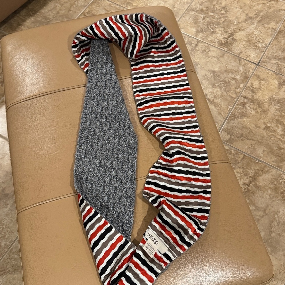 Coach Red and Black Striped Infinity Scarf